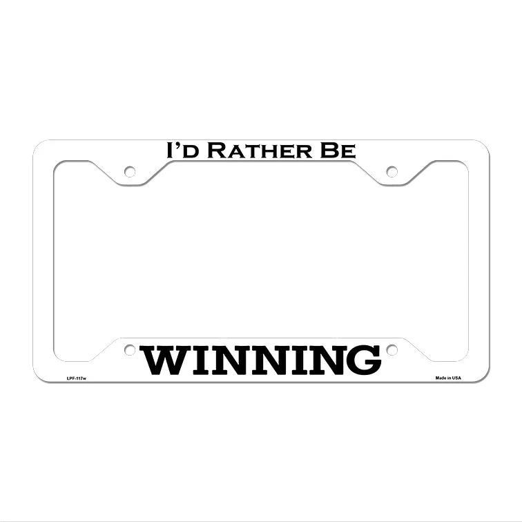 Winning Novelty Metal License Plate Frame LPF-117 12.25" x 6.5" White Frame (LPF)