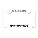 Studying Novelty Metal License Plate Frame LPF-122 12.25" x 6.5" White Frame (LPF)