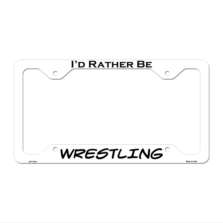 Wrestling Novelty Metal License Plate Frame LPF-125 12.25" x 6.5" White Frame (LPF)