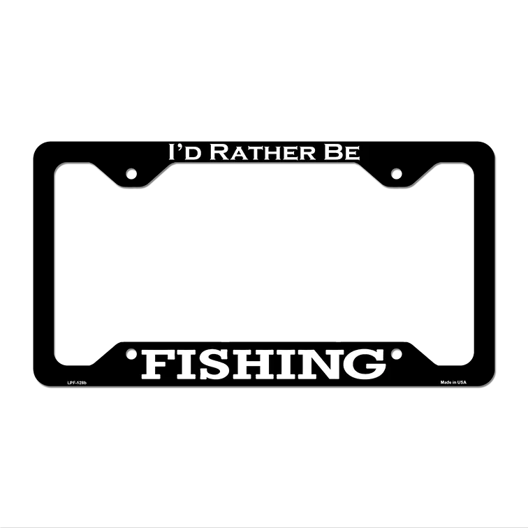 Fishing Novelty Metal License Plate Frame LPF-128 12.25" x 6.5" Black Frame (LPF)