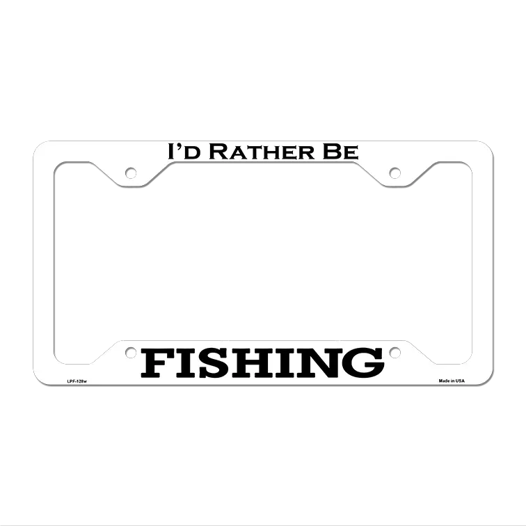 Fishing Novelty Metal License Plate Frame LPF-128 12.25" x 6.5" White Frame (LPF)