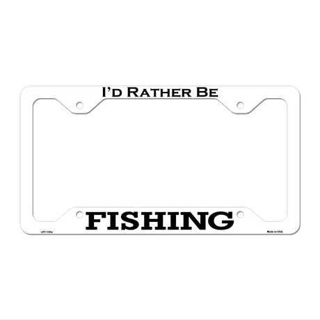 Fishing Novelty Metal License Plate Frame LPF-128 12.25" x 6.5" White Frame (LPF)