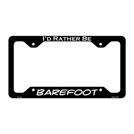 Barefoot Novelty Metal License Plate Frame LPF-132 12.25" x 6.5" Black Frame (LPF)