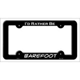 Barefoot Novelty Metal License Plate Frame LPF-132 Black