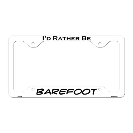 Barefoot Novelty Metal License Plate Frame LPF-132 12.25" x 6.5" White Frame (LPF)