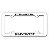 Barefoot Novelty Metal License Plate Frame LPF-132 White