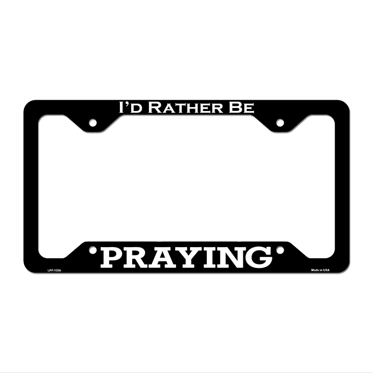 Praying Novelty Metal License Plate Frame LPF-133 12.25" x 6.5" Black Frame (LPF)