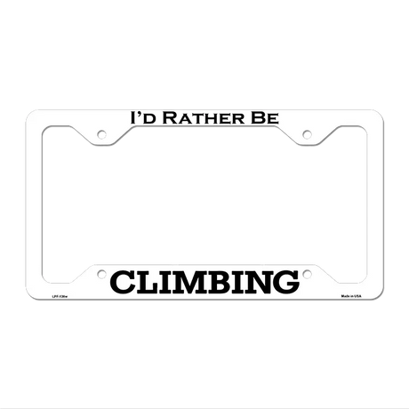 Climbing Novelty Metal License Plate Frame LPF-136 12.25" x 6.5" White Frame (LPF)