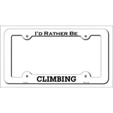 Climbing Novelty Metal License Plate Frame LPF-136 White