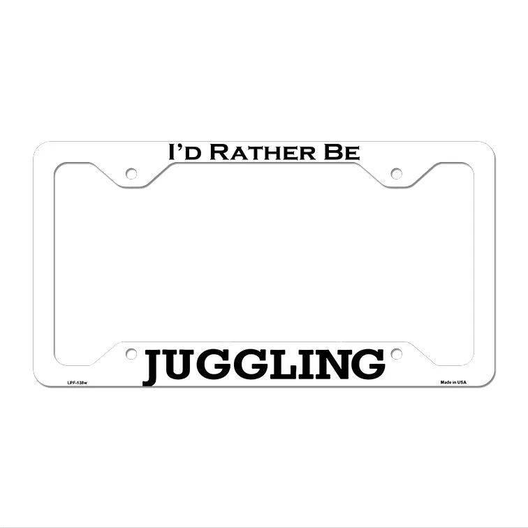 Juggling Novelty Metal License Plate Frame LPF-138 12.25" x 6.5" White Frame (LPF)
