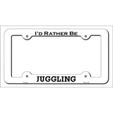 Juggling Novelty Metal License Plate Frame LPF-138 White