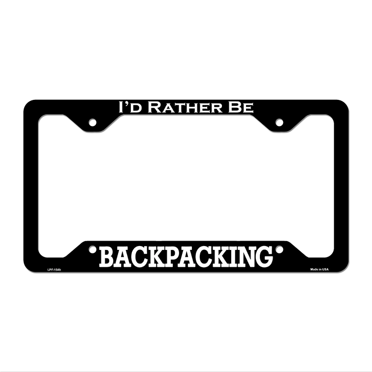 Backpacking Novelty Metal License Plate Frame LPF-154 12.25" x 6.5" Black Frame (LPF)