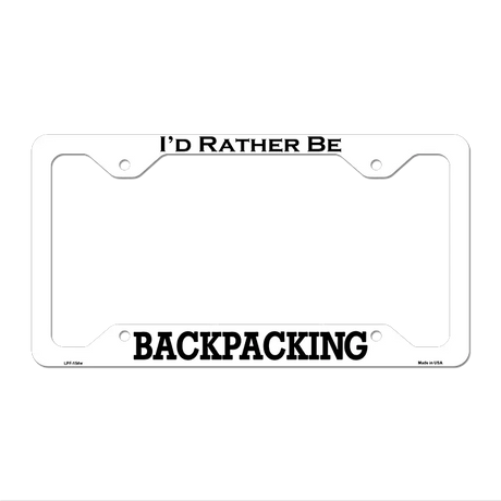 Backpacking Novelty Metal License Plate Frame LPF-154 12.25" x 6.5" White Frame (LPF)