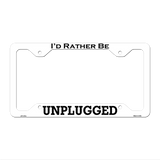 Unplugged Novelty Metal License Plate Frame LPF-157 12.25" x 6.5" White Frame (LPF)