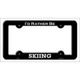 Skiing Novelty Metal License Plate Frame LPF-158 Black