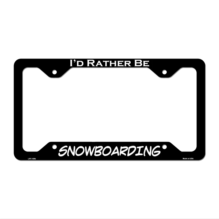 Snowboarding Novelty Metal License Plate Frame LPF-159 12.25" x 6.5" Black Frame (LPF)