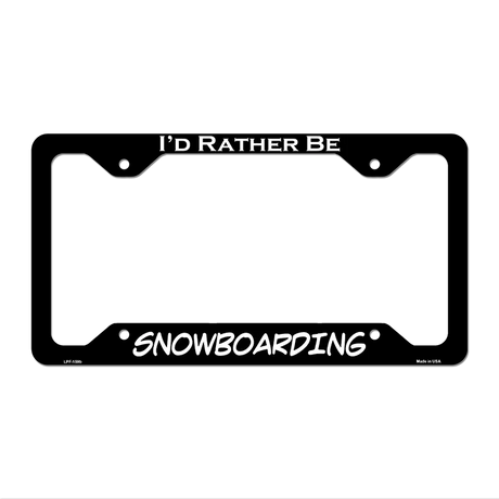 Snowboarding Novelty Metal License Plate Frame LPF-159 12.25" x 6.5" Black Frame (LPF)
