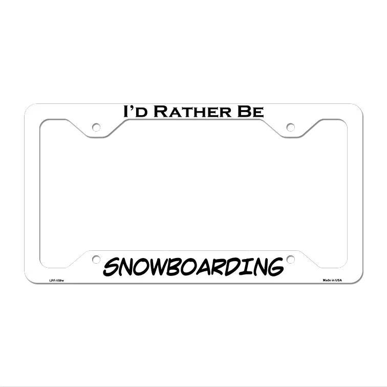 Snowboarding Novelty Metal License Plate Frame LPF-159 12.25" x 6.5" White Frame (LPF)