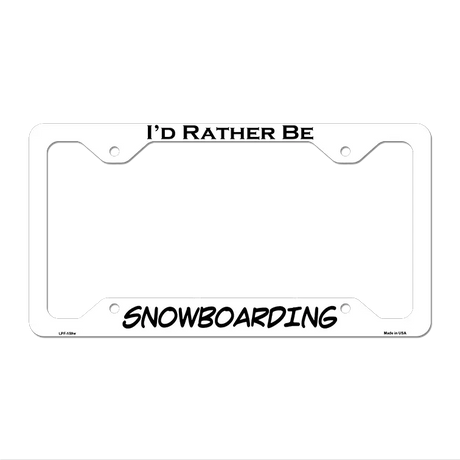 Snowboarding Novelty Metal License Plate Frame LPF-159 12.25" x 6.5" White Frame (LPF)