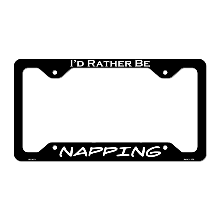 Napping Novelty Metal License Plate Frame LPF-170 12.25" x 6.5" Black Frame (LPF)