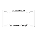 Napping Novelty Metal License Plate Frame LPF-170 12.25" x 6.5" White Frame (LPF)