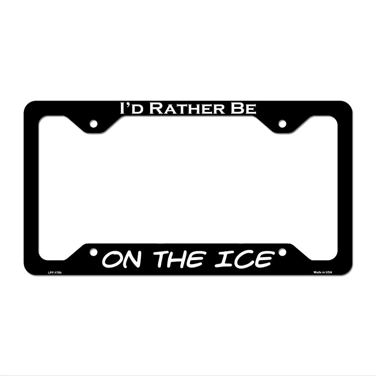 On The Ice Novelty Metal License Plate Frame LPF-178 12.25" x 6.5" Black Frame (LPF)