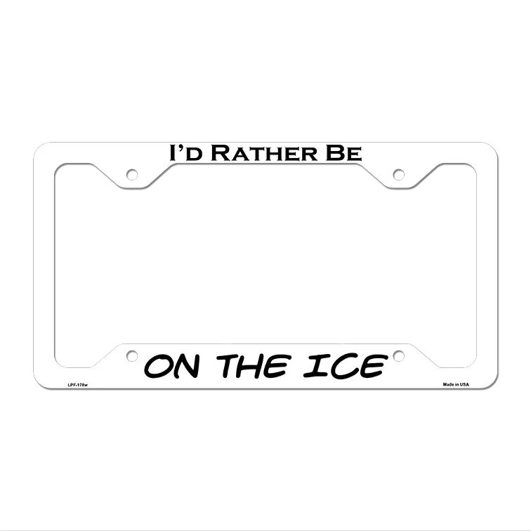 On The Ice Novelty Metal License Plate Frame LPF-178 12.25" x 6.5" White Frame (LPF)