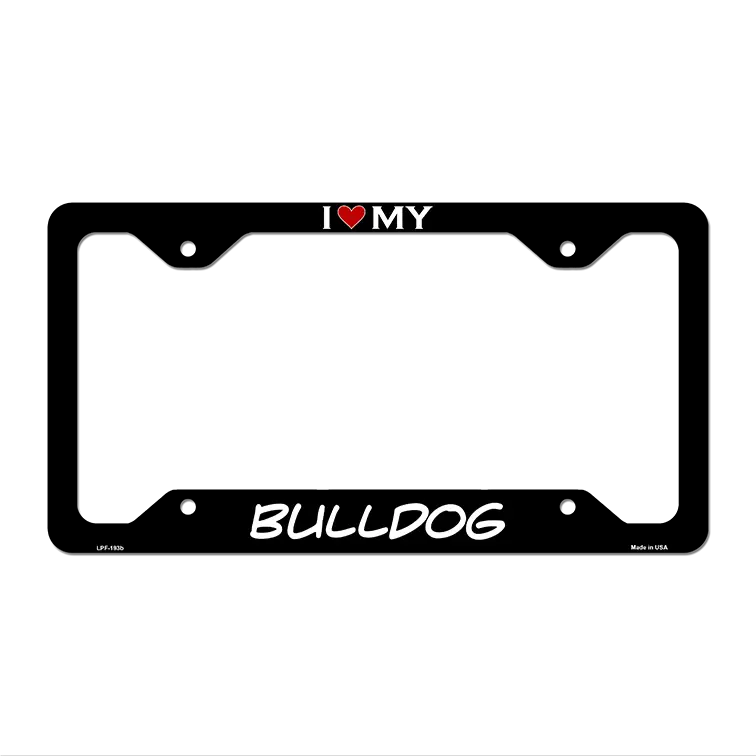 Bulldog Novelty Metal License Plate Frame LPF-193 12" x 6" Black Frame (LPF)