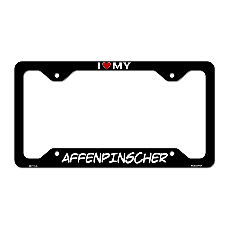 Affenpinscher Novelty Metal License Plate Frame LPF-194 12.25" x 6.5" Black Frame (LPF)