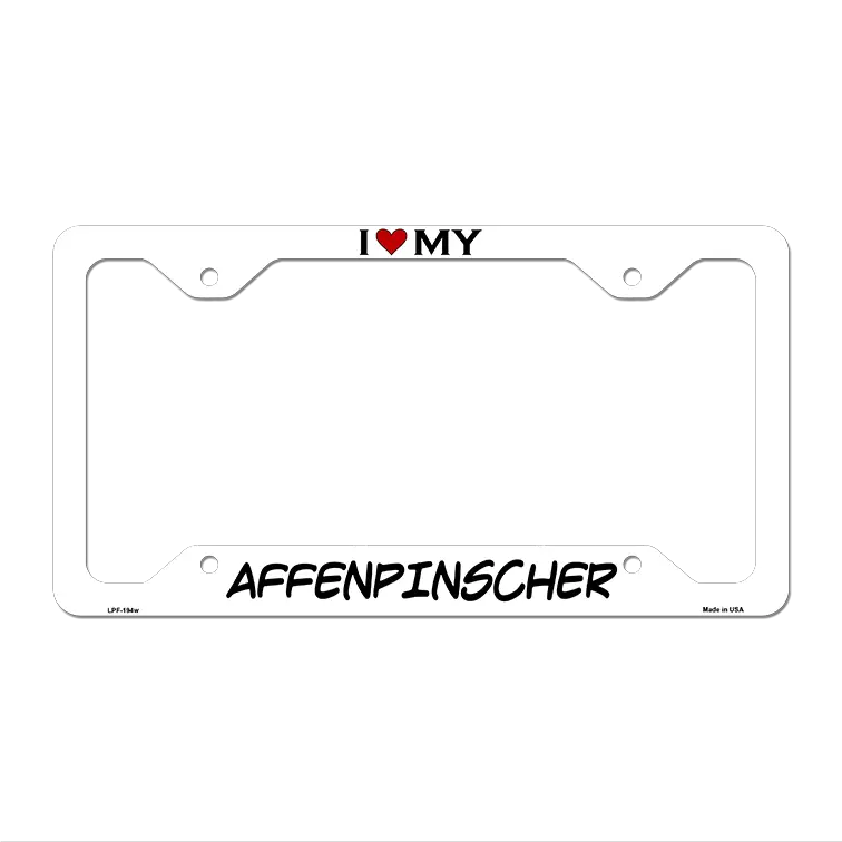 Affenpinscher Novelty Metal License Plate Frame LPF-194 12.25" x 6.5" White Frame (LPF)