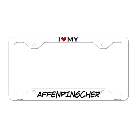 Affenpinscher Novelty Metal License Plate Frame LPF-194 12.25" x 6.5" White Frame (LPF)