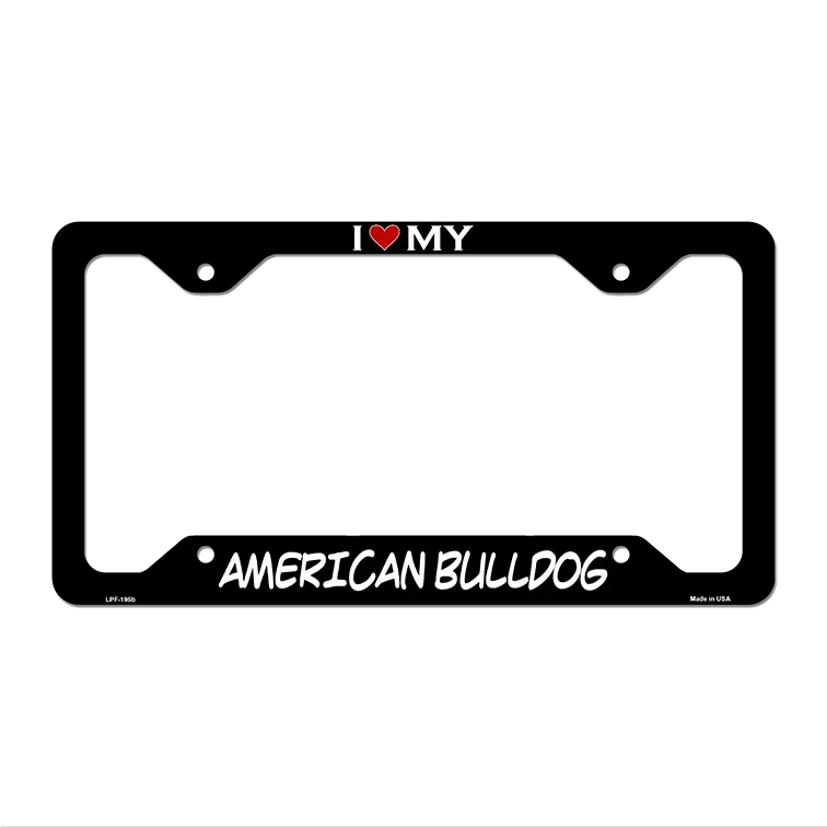 American Bulldog Novelty Metal License Plate Frame LPF-195 12.25" x 6.5" Black Frame (LPF)