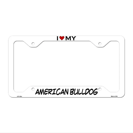 American Bulldog Novelty Metal License Plate Frame LPF-195 12.25" x 6.5" White Frame (LPF)