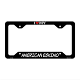 American Eskimo Novelty Metal License Plate Frame LPF-196 12.25" x 6.5" Black Frame (LPF)