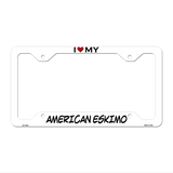 American Eskimo Novelty Metal License Plate Frame LPF-196 12.25" x 6.5" White Frame (LPF)