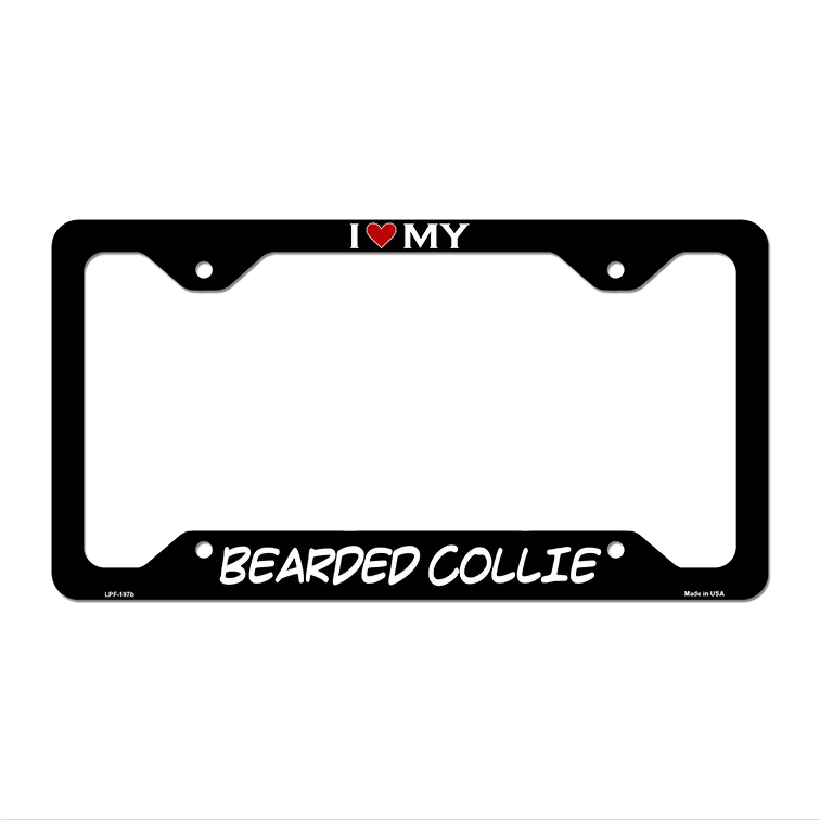 Bearded Colie Novelty Metal License Plate Frame LPF-197 12.25" x 6.5" Black Frame (LPF)