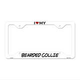 Bearded Colie Novelty Metal License Plate Frame LPF-197 12.25" x 6.5" White Frame (LPF)