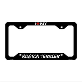 Boston Terrier Novelty Metal License Plate Frame LPF-198 12" x 6" Black Frame (LPF)