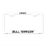Bull Terrier Novelty Metal License Plate Frame LPF-199 12.25" x 6.5" White Frame (LPF)