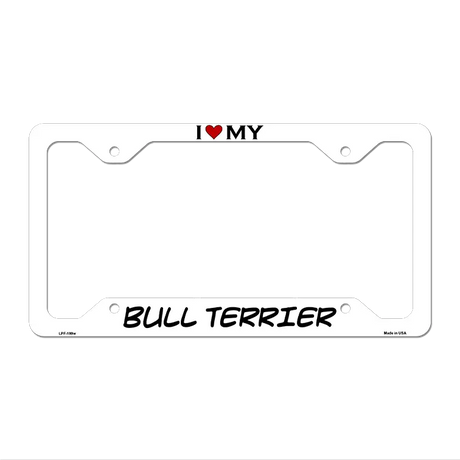 Bull Terrier Novelty Metal License Plate Frame LPF-199 12.25" x 6.5" White Frame (LPF)