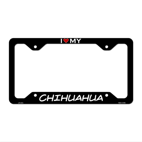Chihuahua Novelty Metal License Plate Frame LPF-201 12.25" x 6.5" Black Frame (LPF)
