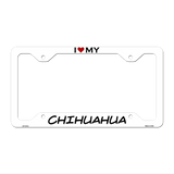 Chihuahua Novelty Metal License Plate Frame LPF-201 12.25" x 6.5" White Frame (LPF)