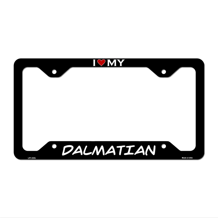 Dalmatian Novelty Metal License Plate Frame LPF-203 12" x 6" Black Frame (LPF)