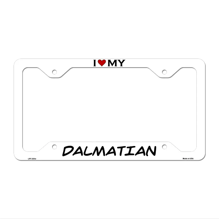Dalmatian Novelty Metal License Plate Frame LPF-203 12" x 6" White Frame (LPF)