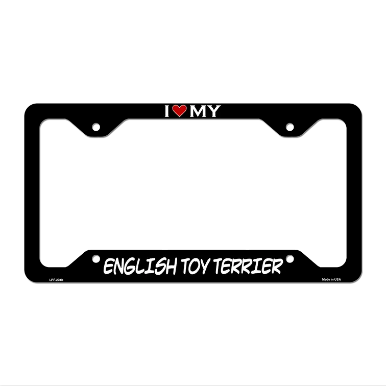 English Toy Terrier Novelty Metal License Plate Frame LPF-204 12.25" x 6.5" Black Frame (LPF)