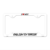 English Toy Terrier Novelty Metal License Plate Frame LPF-204 12.25" x 6.5" White Frame (LPF)