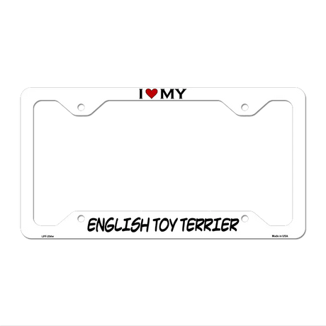 English Toy Terrier Novelty Metal License Plate Frame LPF-204 12.25" x 6.5" White Frame (LPF)