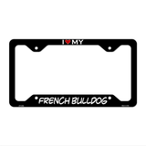 French Bulldog Novelty Metal License Plate Frame LPF-205 12.25" x 6.5" Black Frame (LPF)