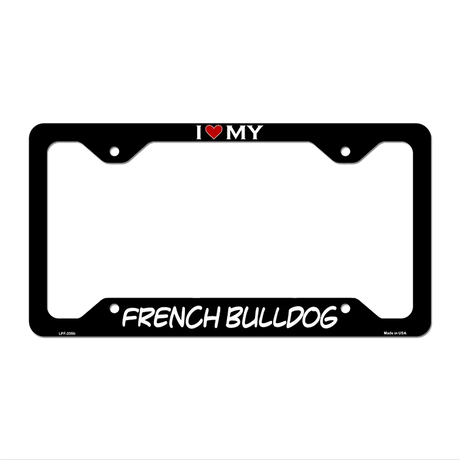 French Bulldog Novelty Metal License Plate Frame LPF-205 12.25" x 6.5" Black Frame (LPF)
