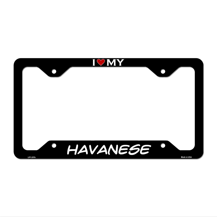 Havanese Novelty Metal License Plate Frame LPF-207 12.25" x 6.5" Black Frame (LPF)